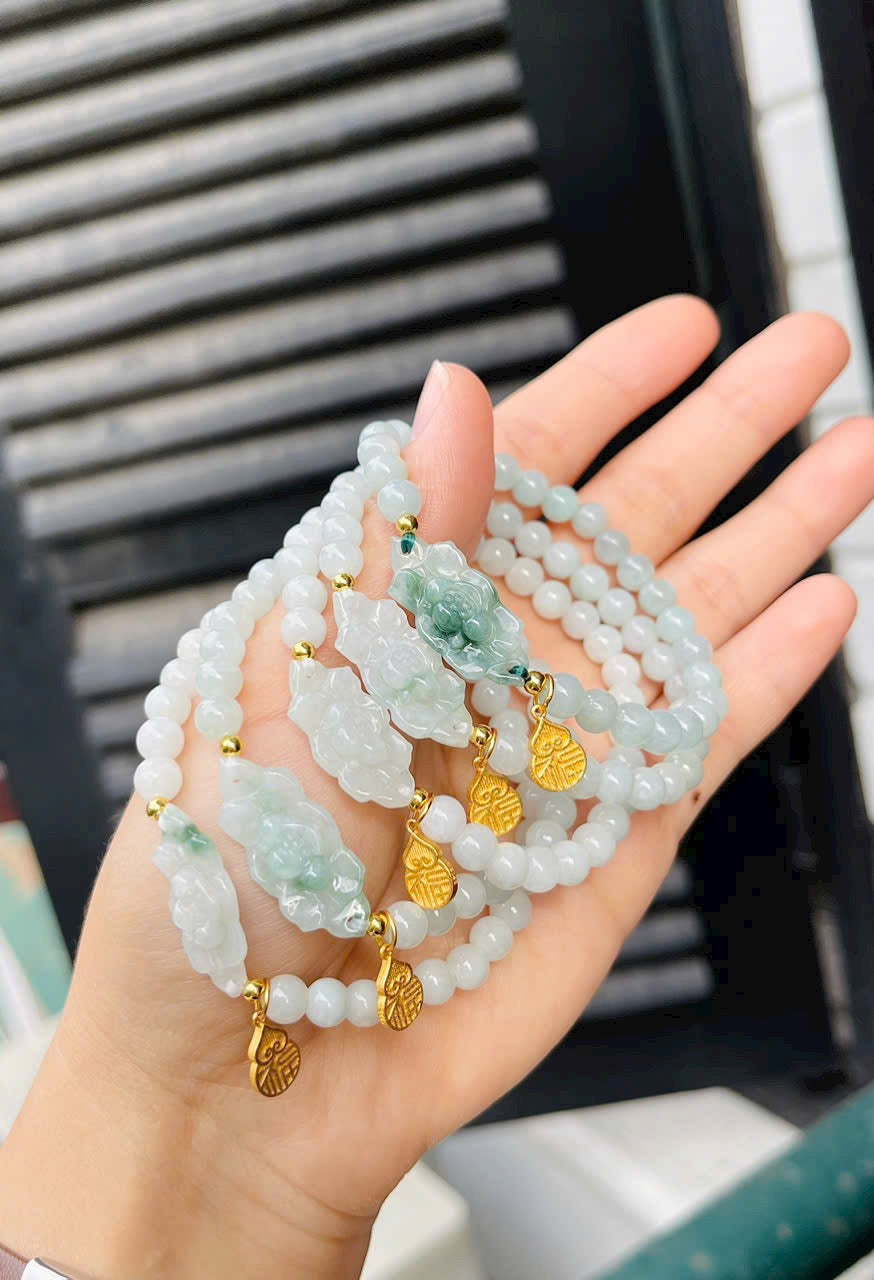 Vòng tay Liên Hoa Bạch Ngọc Thiên Nhiên