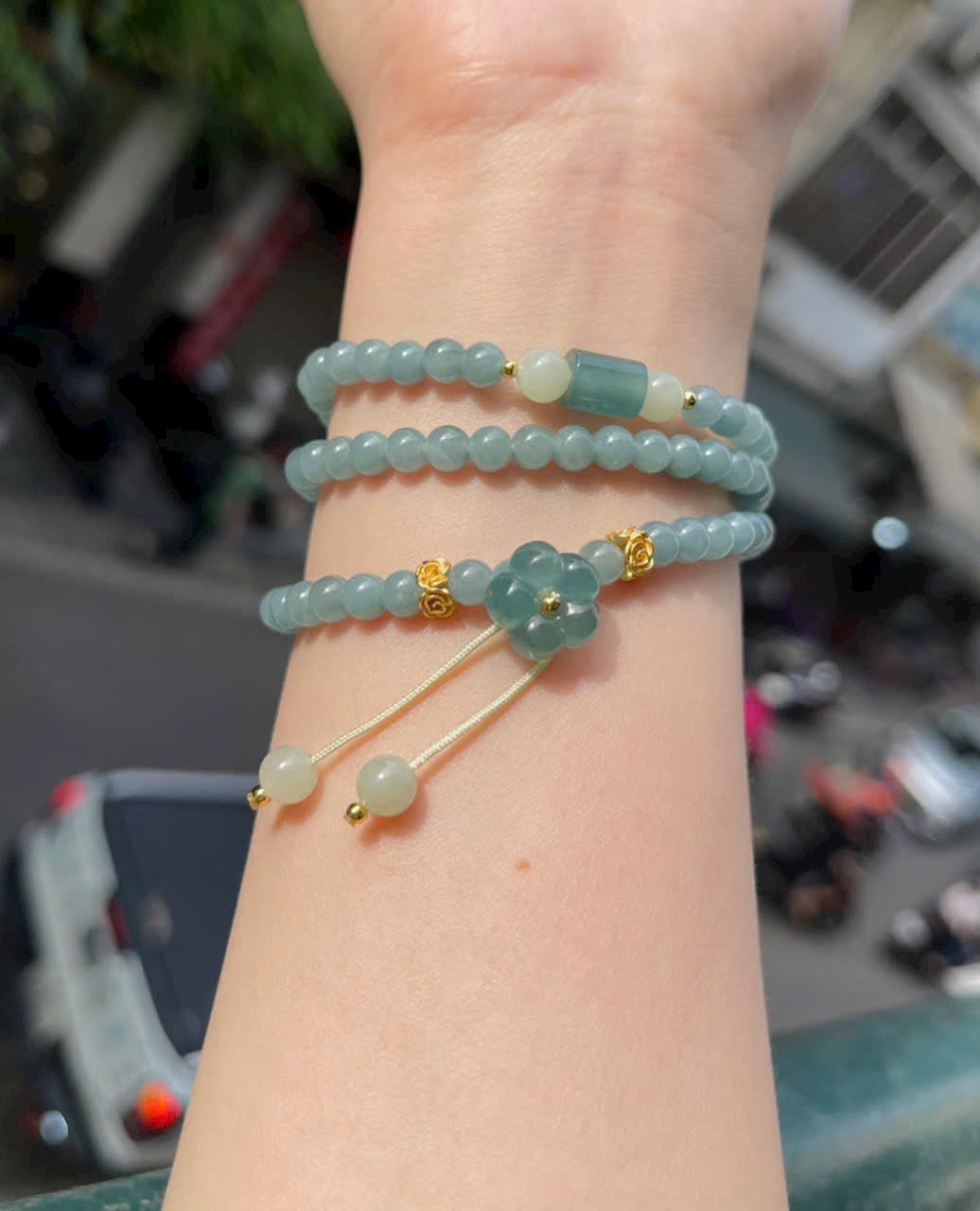 Ngọc Hoà Điền mix charm bạc xi vàng