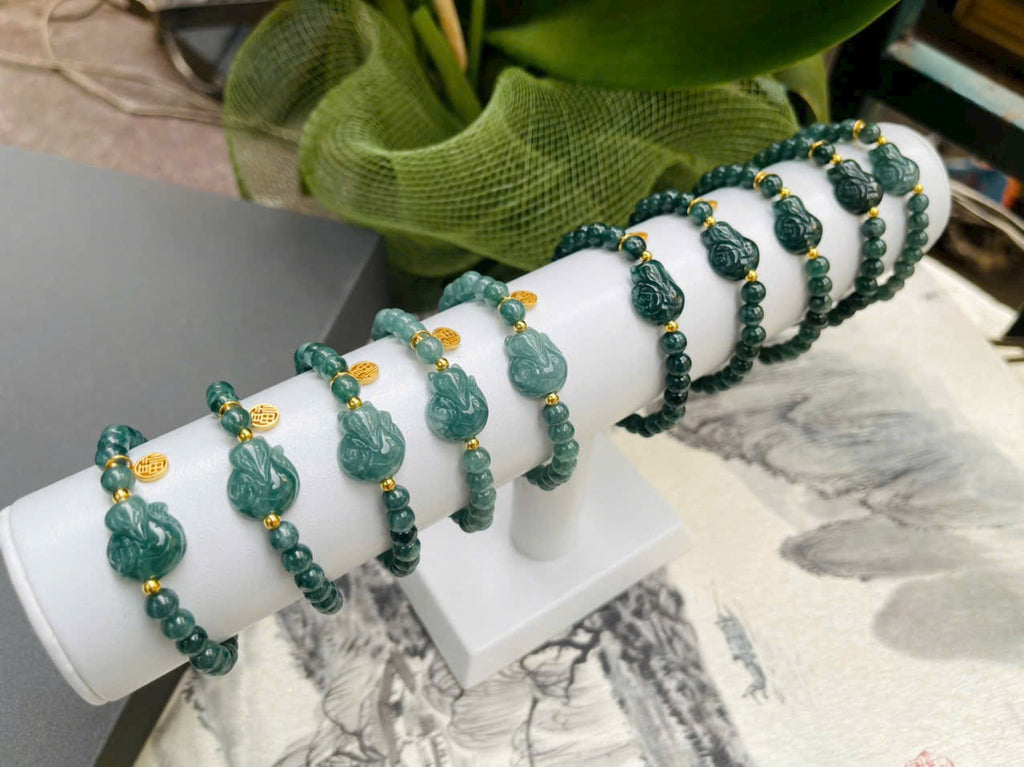 Vòng tay Hồ Ly Lam Ngọc – charm bạc xi vàng