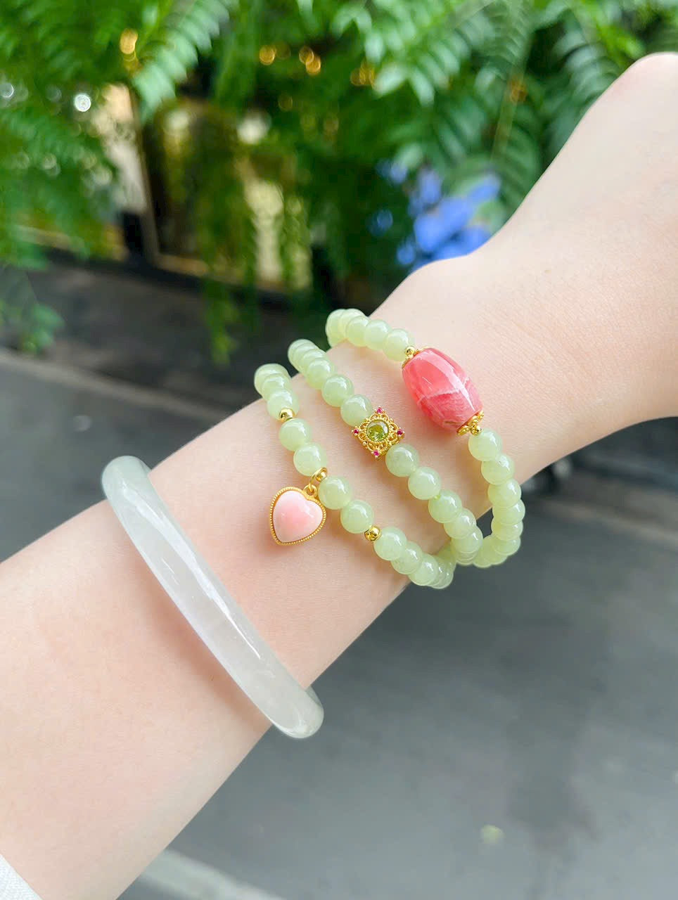 Ngọc Hoà Điền mix charm bạc xi vàng